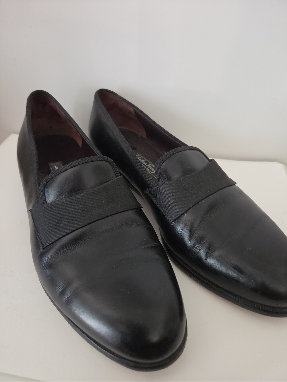 Salvatore Ferragamo Men's Black Leather Slip-On Dress Loafers